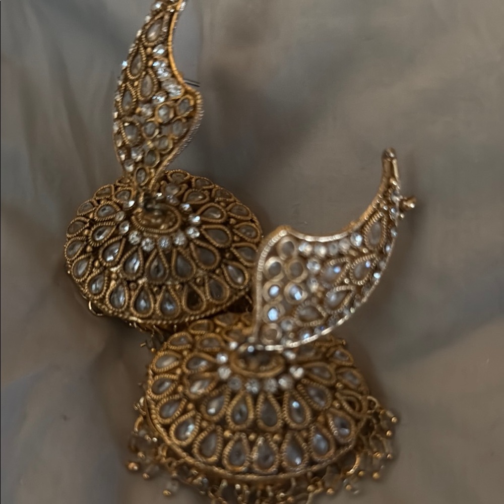 Elegant Gold and Silver Filigree Earrings